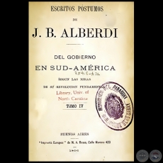 ESCRITOS PÓSTUMOS DE JUAN BAUTISTA ALBERDI - TOMO IV - Año 1896